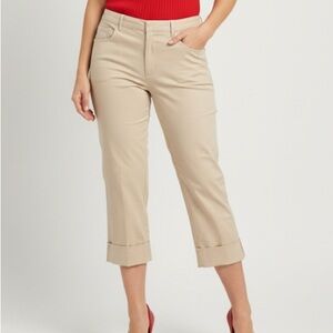 NWB straight cuffed cropped cream color pants size 14